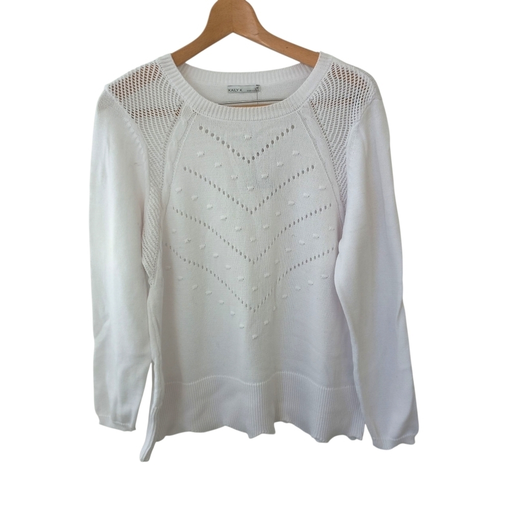 Kaily K Women's White Knit Sweater Size 1X US